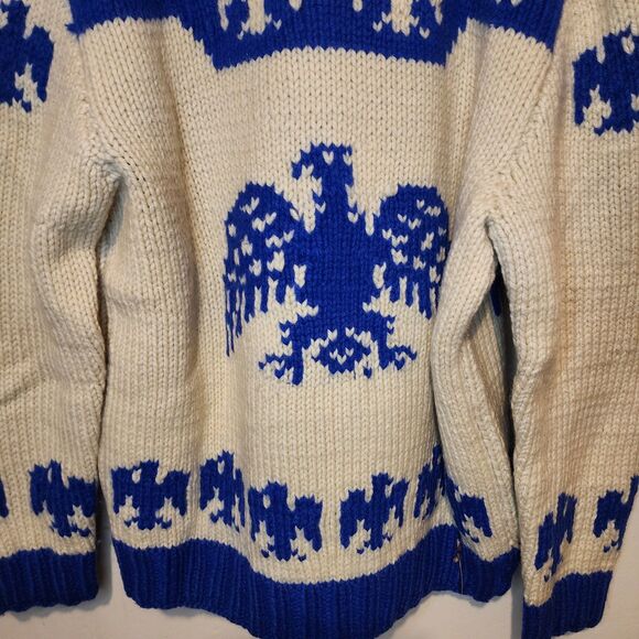 Vintage Thunderbird Sweater Wool Shawl Collar Cowichan Cardigan Sweater Full Zip - Picture 8 of 10